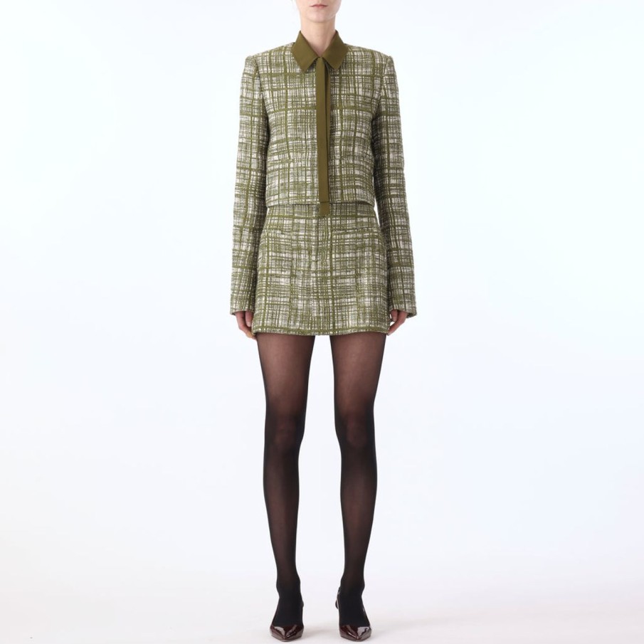 Women JASON WU Outerwear | L/S Crop Tweed Jacket