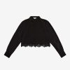 Women JASON WU Tops | Long Sleeve Cropped Blouse W/Corded Lace Trim