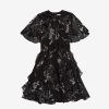 Women JASON WU Dresses | Short Sleeve Printed Chiffon Dress W/Cape & Ruffle Detail