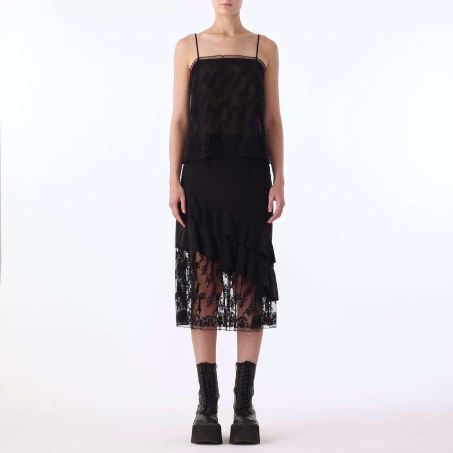 Women JASON WU Skirts | Cdc Ruffle Skirt W/Embroidered Lace Tulle Combo