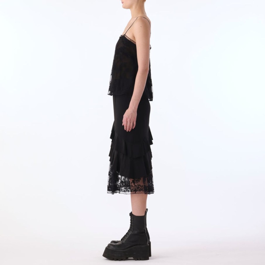 Women JASON WU Skirts | Cdc Ruffle Skirt W/Embroidered Lace Tulle Combo