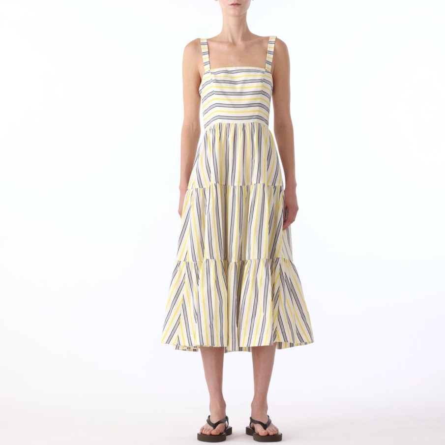 Women JASON WU Dresses | S/L Striped Cotton Midi Tiered Dress