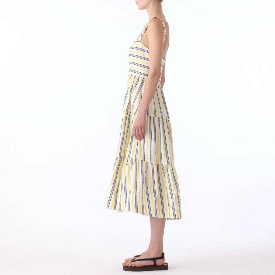 Women JASON WU Dresses | S/L Striped Cotton Midi Tiered Dress