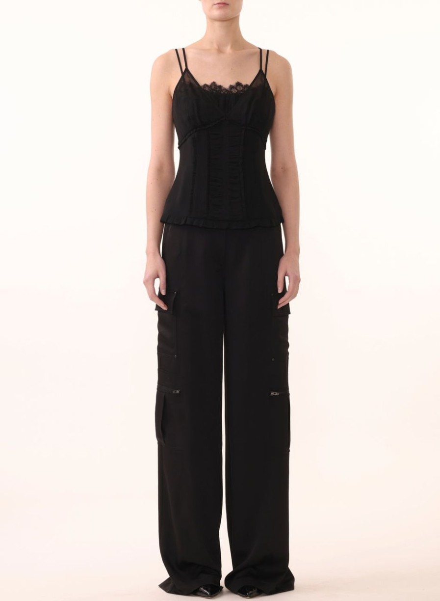 Women JASON WU Tops | Double Layer V Neck Top W/Lace Detail