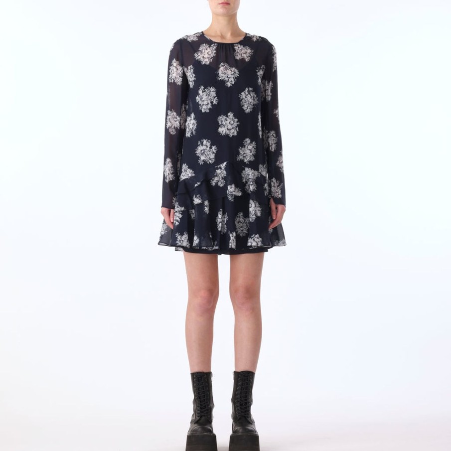 Women JASON WU Dresses | L/S Short Dress With Ruffle Detail