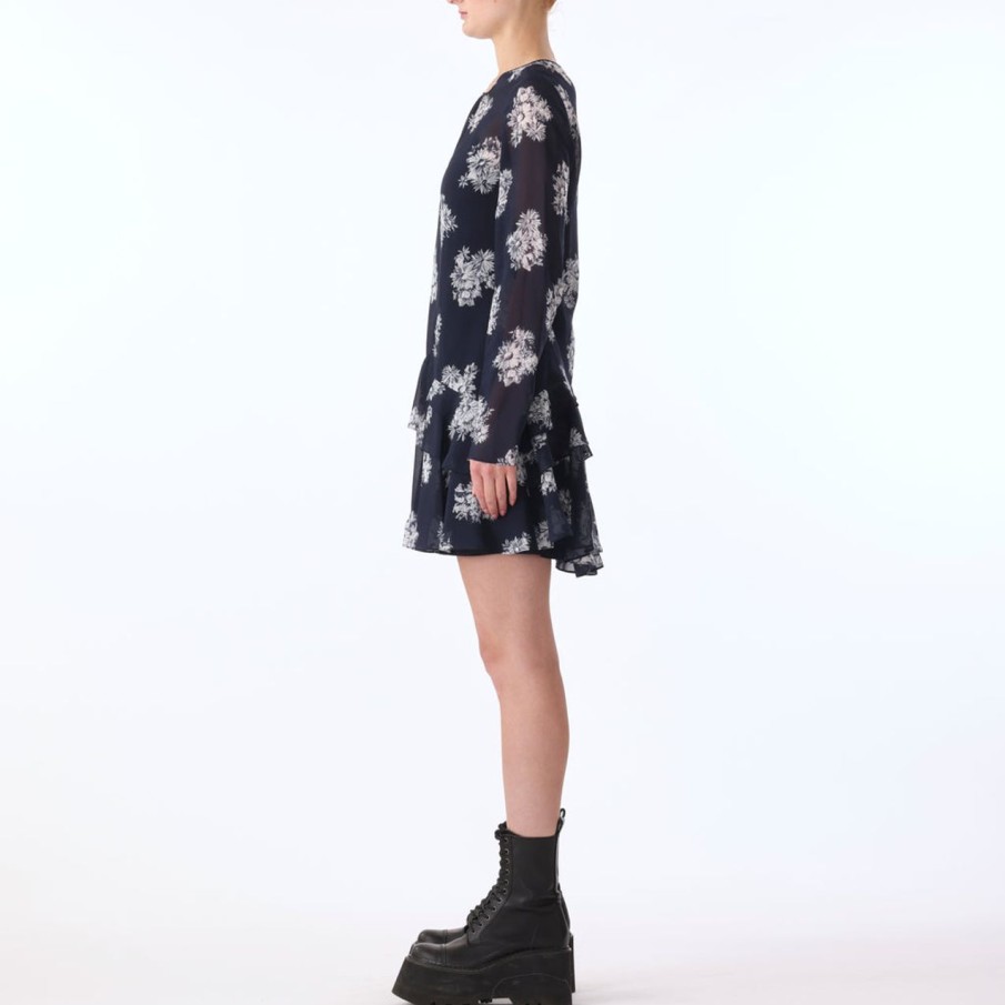 Women JASON WU Dresses | L/S Short Dress With Ruffle Detail