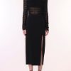 Women JASON WU Tops | Point D'Esprit Embroidered Mock Neck Long Sleeve Top