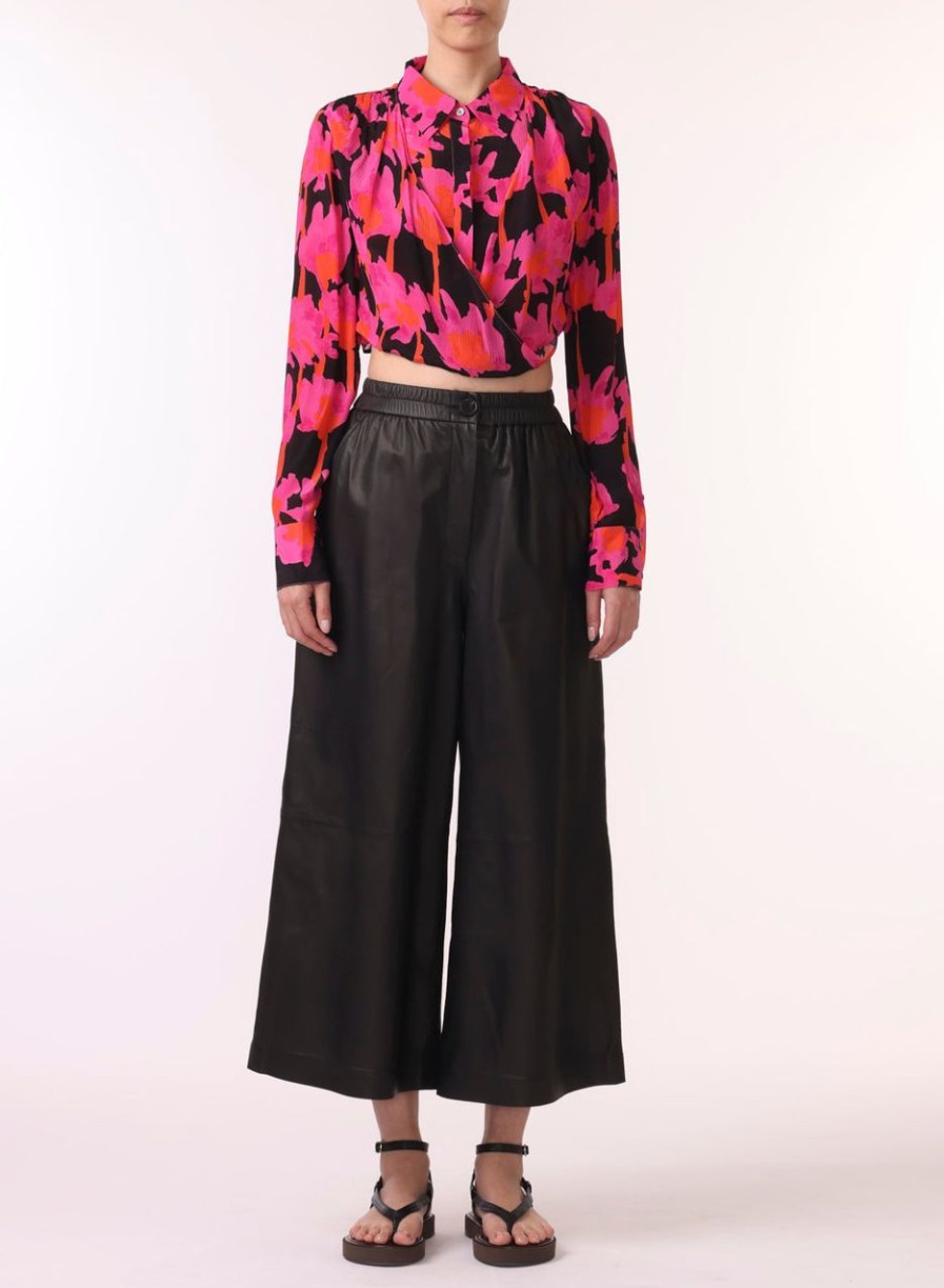 Women JASON WU Tops | Ls Draped Front Cropped Blouse