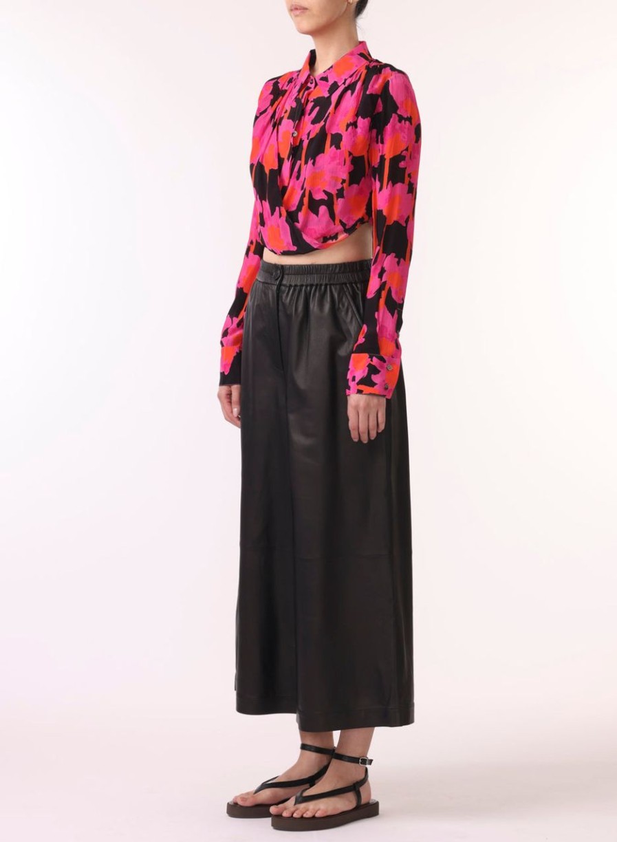 Women JASON WU Tops | Ls Draped Front Cropped Blouse