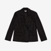 Women JASON WU Outerwear | Double Breasted Wool Pinstripe Blazer