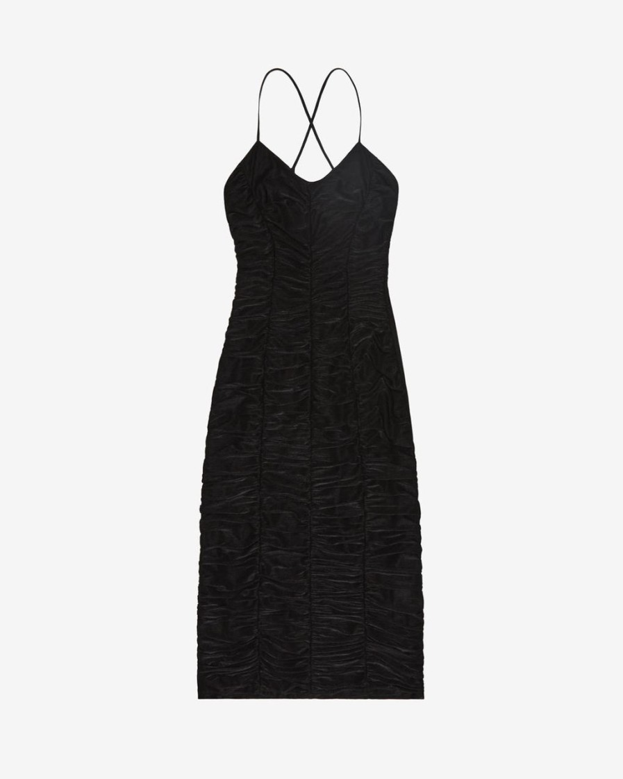 Women JASON WU Dresses | S/L Sheer Jersey Ruched Midi Dress