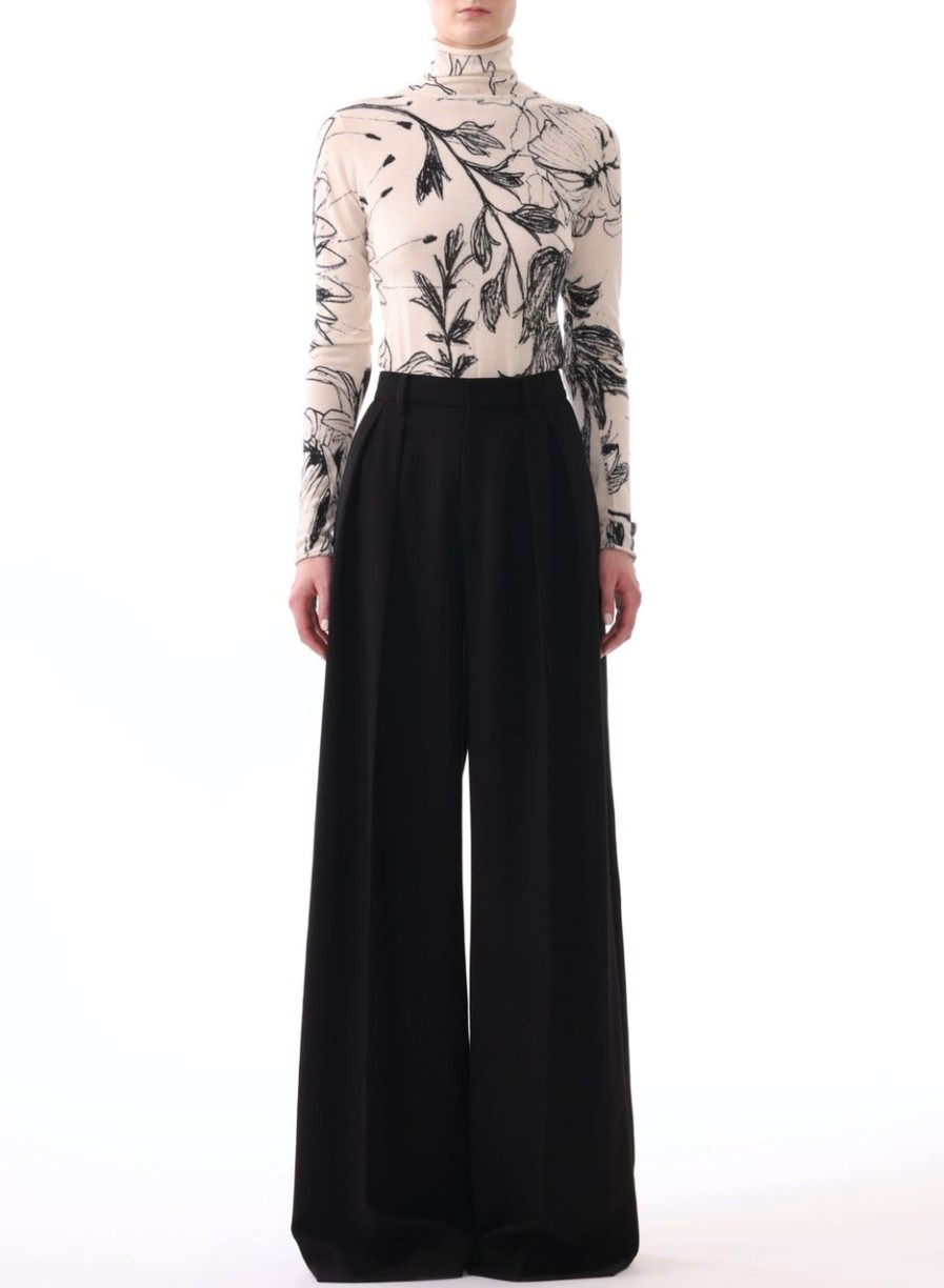 Women JASON WU Tops | Print Placed Long Sleeve Turtleneck Sweater