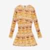 Women JASON WU Dresses | Printed Silk Crinkle Chiffon L/S Dress W/Smocked