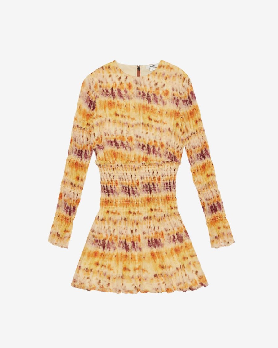 Women JASON WU Dresses | Printed Silk Crinkle Chiffon L/S Dress W/Smocked