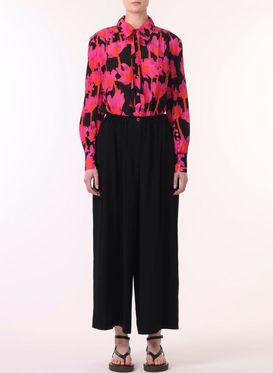 Women JASON WU Tops | Ls Printed Chiffon Blouse W Self Tie