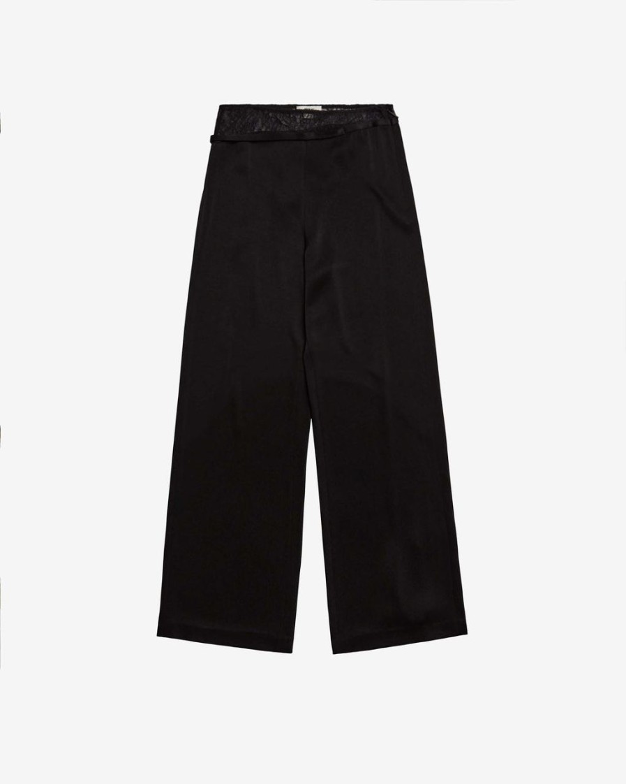 Women JASON WU Pants | Wide Leg Pants W/Lace Combo Detail And Self Ties