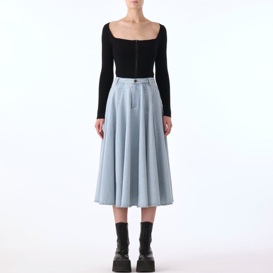 Women JASON WU Skirts | Midi Denim Circle Skirt