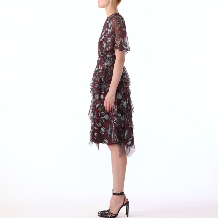 Women JASON WU Dresses | S/S Marine Print Chiffon Day Dress With Ruffle Detail