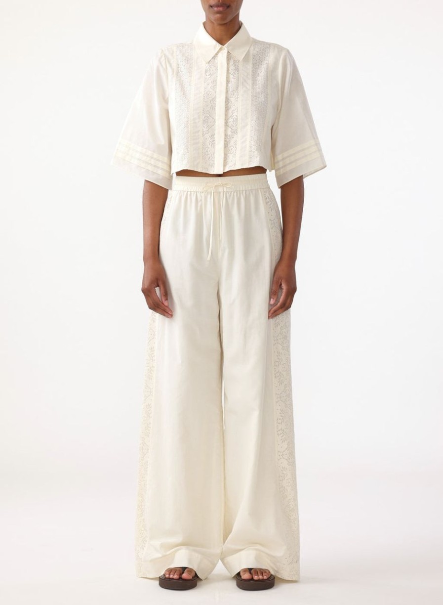 Women JASON WU Pants | Wide Leg Pants W/Lace Combo