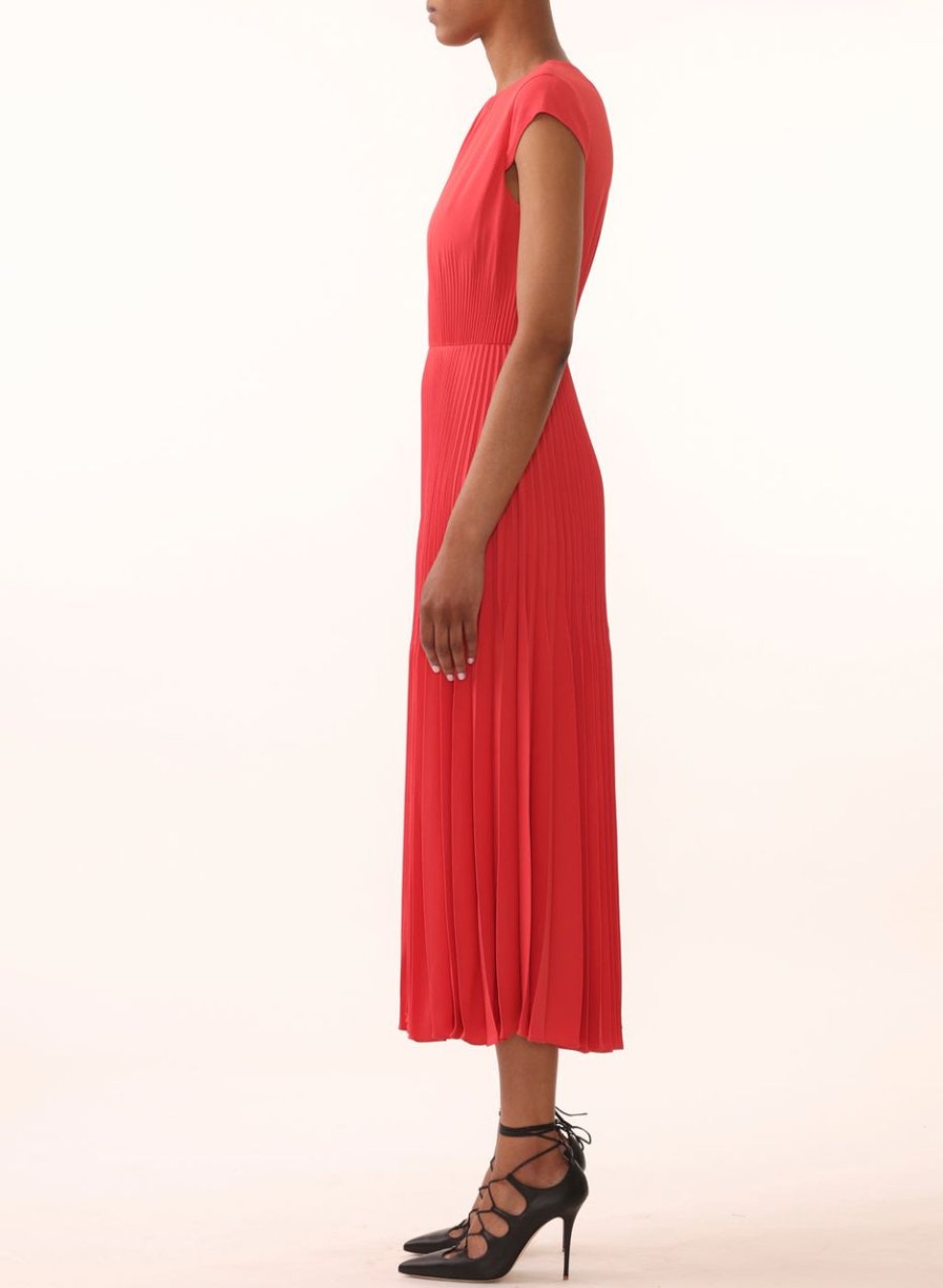 Women JASON WU Dresses | Soft Crepe Cap Slv Midi Pleated Day Dress