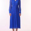 Women JASON WU Dresses | Long Sleeve V-Neck Chiffon Dress W/Smocking Detail