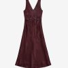 Women JASON WU Dresses | S/L V-Neck Midi Dress W/Drawstring Detail