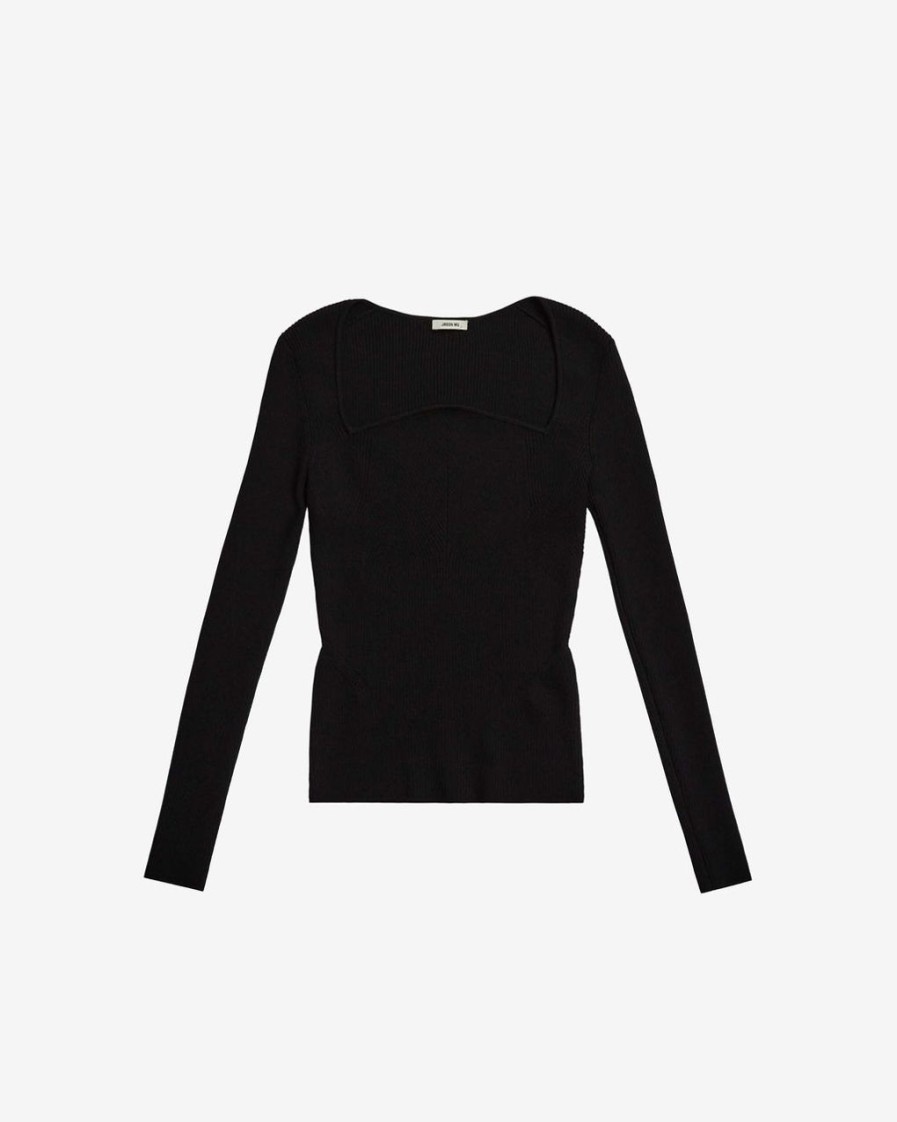 Women JASON WU Sweaters | Long Sleeve Rib Knit Curved Neckline