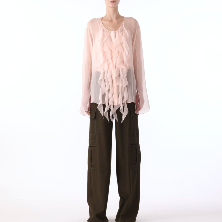 Women JASON WU Tops | L/S Chiffon Blouse W/Ruffle Detail