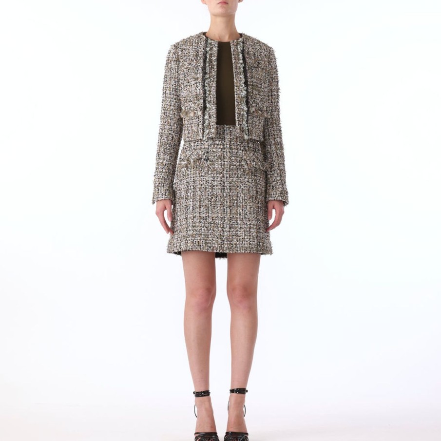 Women JASON WU Dresses | Texture Tweed Crop Jacket