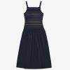 Women JASON WU Dresses | S/L Midi Dress W/Contrast Smocking Detail