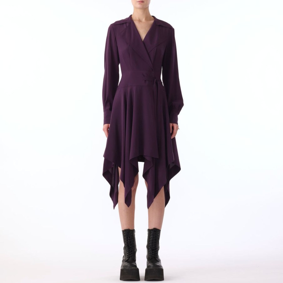 Women JASON WU Dresses | L/S Silk Crepe De Chine Handkercheif Hem Dress