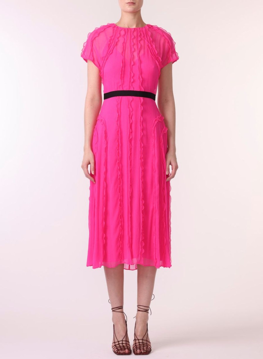 Women JASON WU Dresses | Crinkle Chiffon Short Sleeve Day Dress