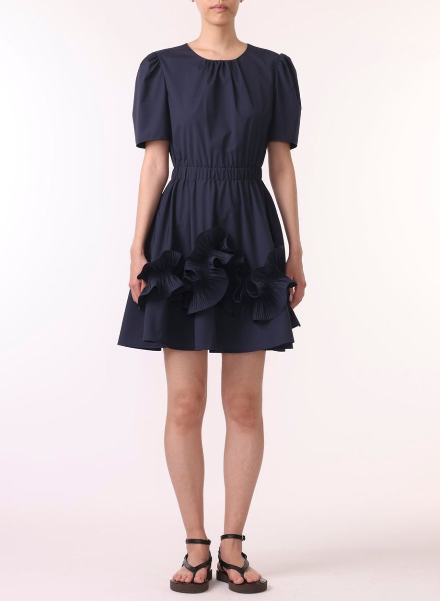 Women JASON WU Dresses | Short Puff Sleeve Dress W Ruffle Hem Detail