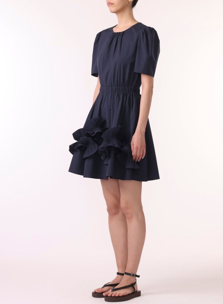 Women JASON WU Dresses | Short Puff Sleeve Dress W Ruffle Hem Detail