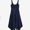 Women JASON WU Dresses | Sleeveless Denim Dress W/Floral Embroidery