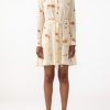 Women JASON WU Dresses | Printed Silk Cdc Ls Short Dress W/Self Belt