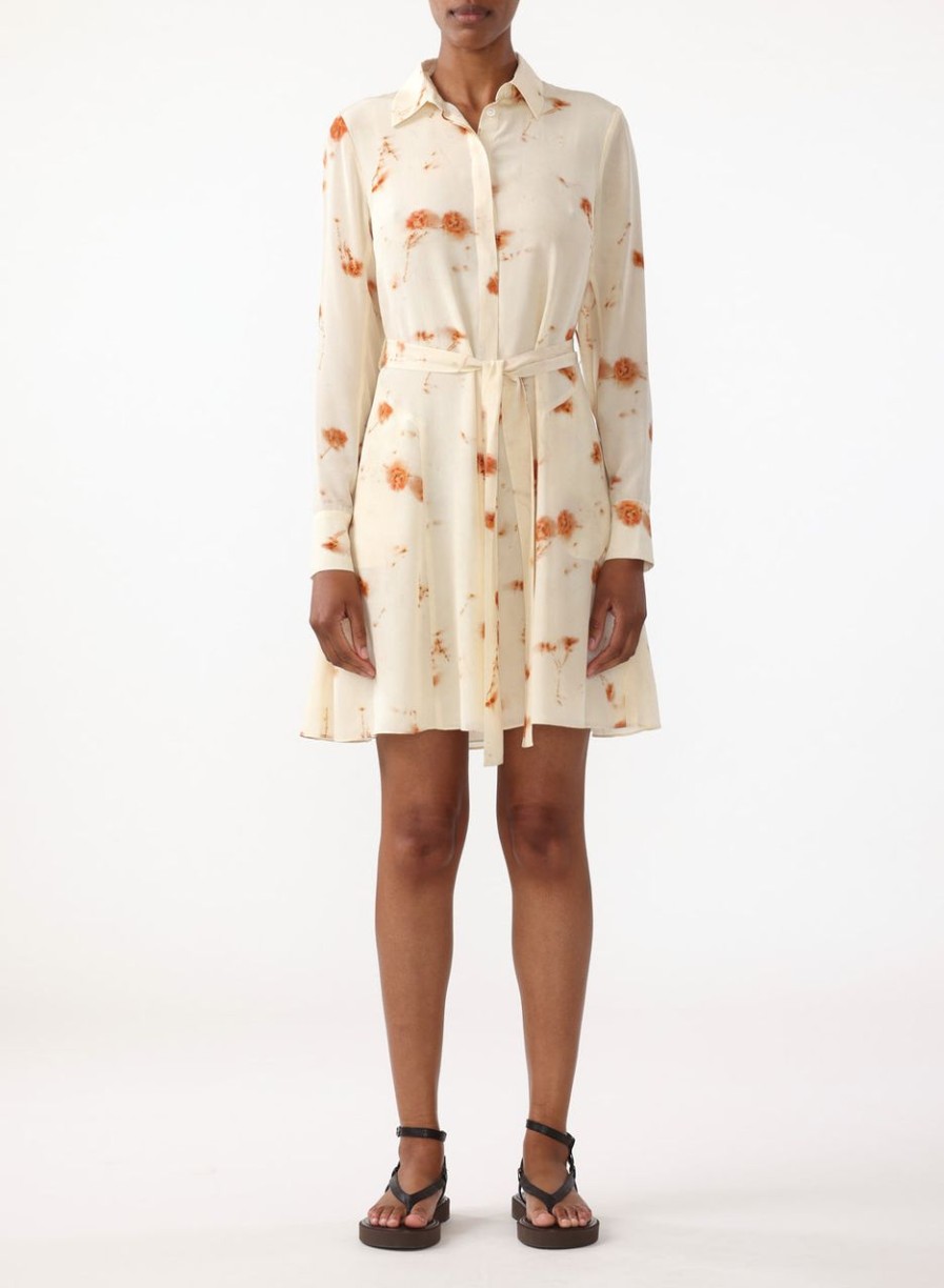 Women JASON WU Dresses | Printed Silk Cdc Ls Short Dress W/Self Belt