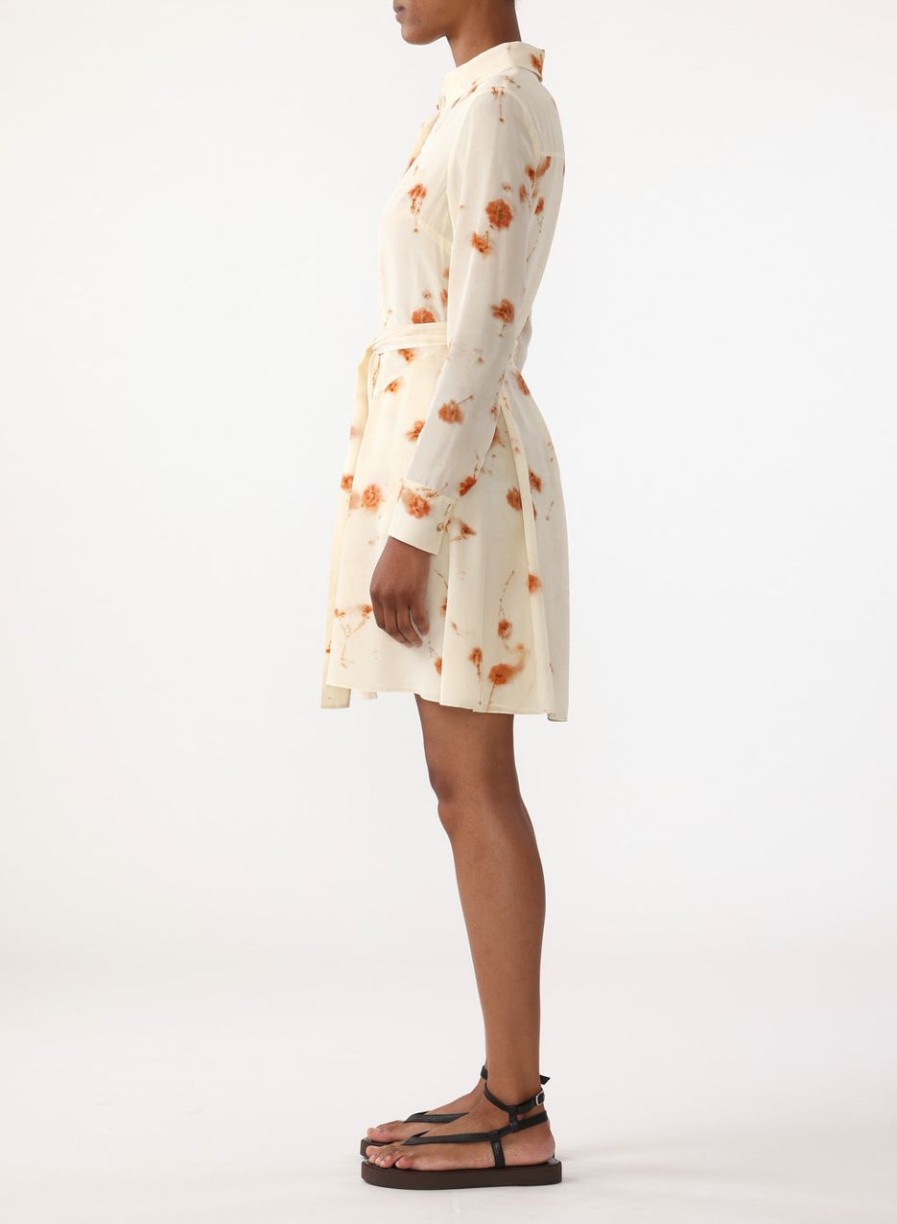 Women JASON WU Dresses | Printed Silk Cdc Ls Short Dress W/Self Belt