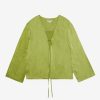 Women JASON WU Tops | Raglan Puff Sleeve V-Neck Blouse W/Smocking Detail