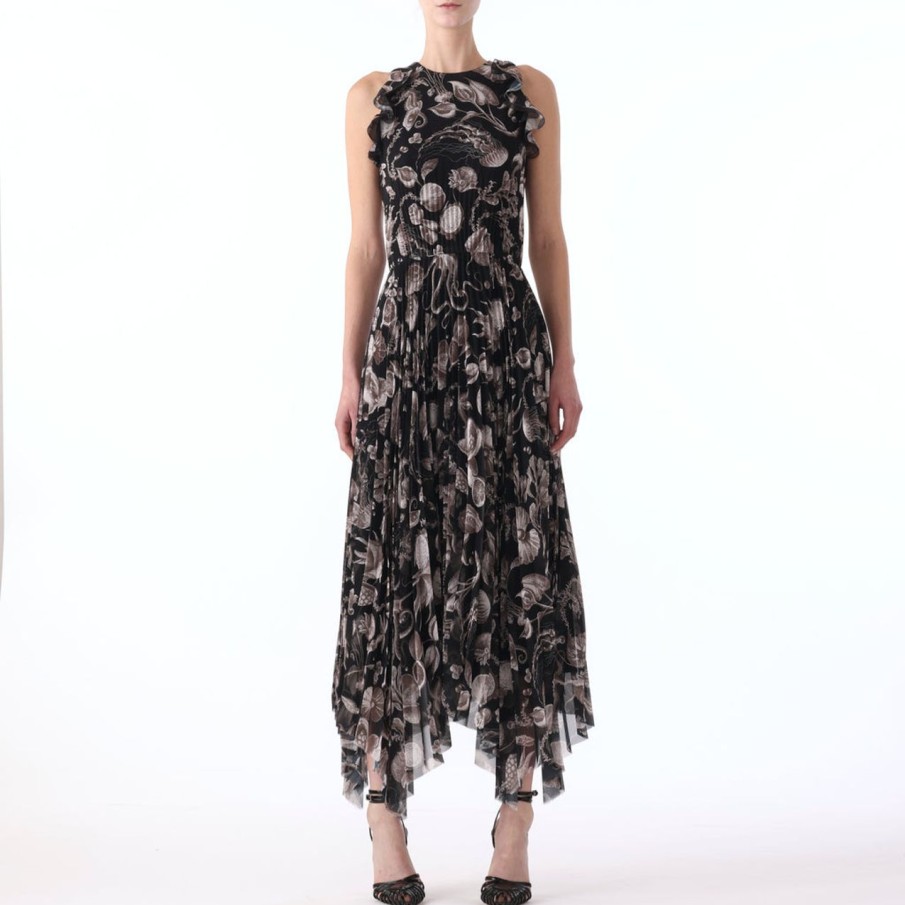 Women JASON WU Dresses | Marine Print Pleated Chiffon Dress