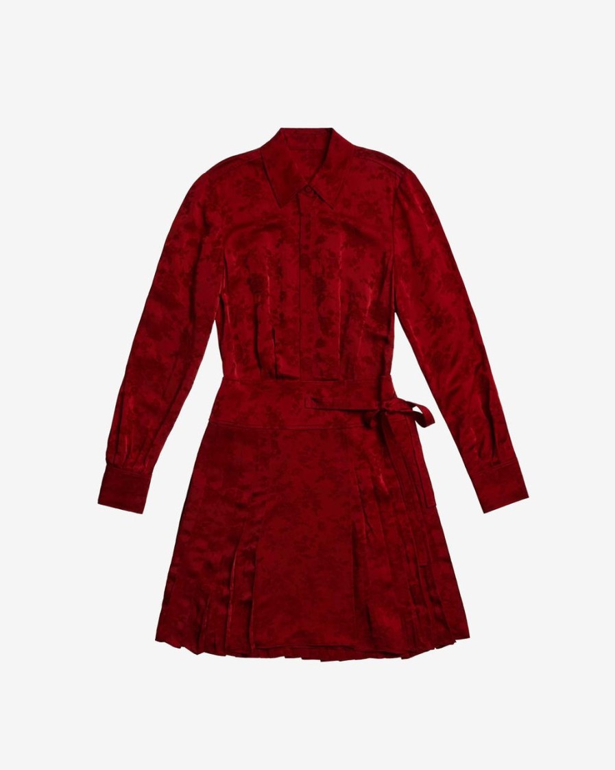 Women JASON WU Dresses | Long Sleeve Short Pleated Jacquard Shirt Dress