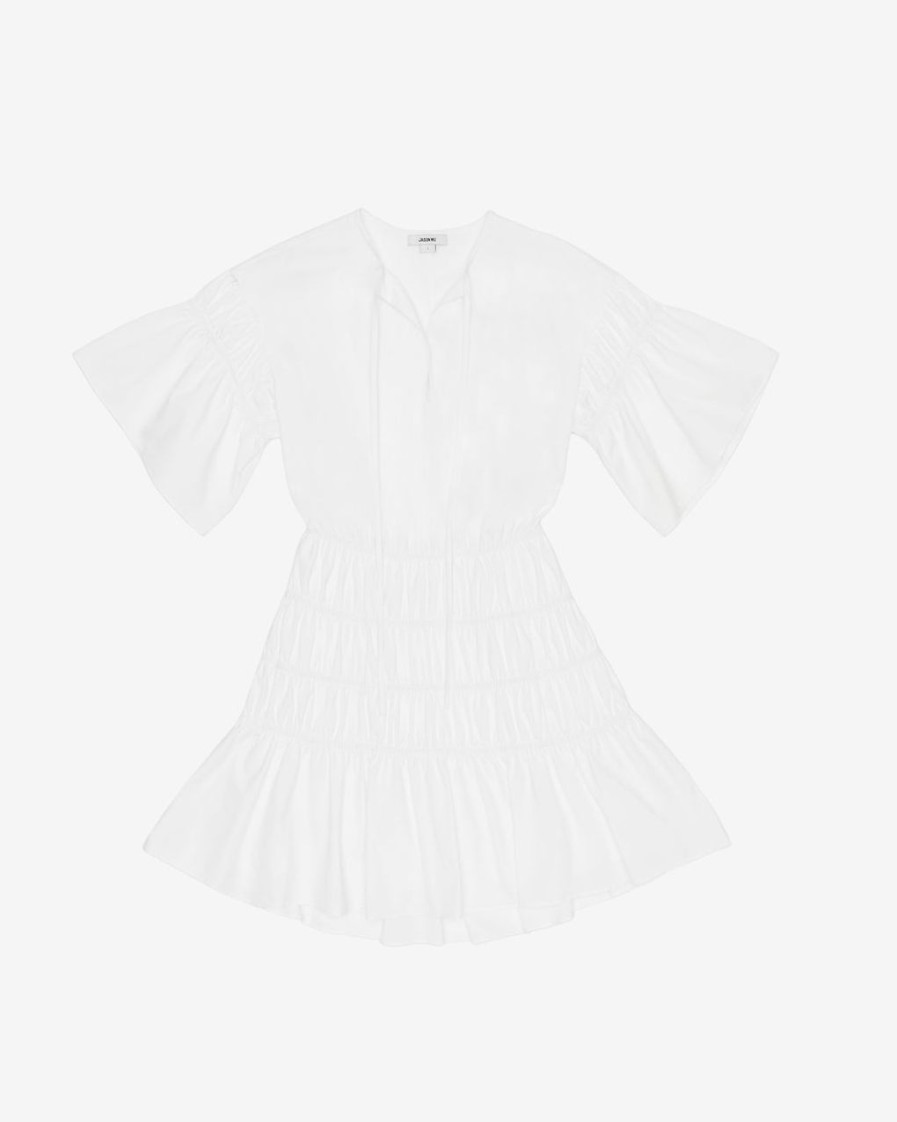 Women JASON WU Dresses | Wide Sleeve Short Dress W/Ruched Detail