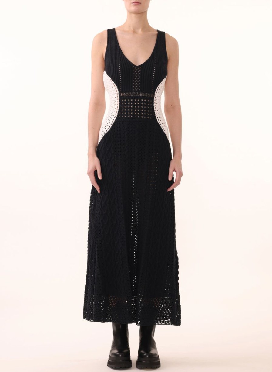 Women JASON WU Dresses | Sleeveless V-Neck Macrame Dress