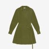 Women JASON WU Dresses | L/S Silk Cdc V-Neck Pleated Dress