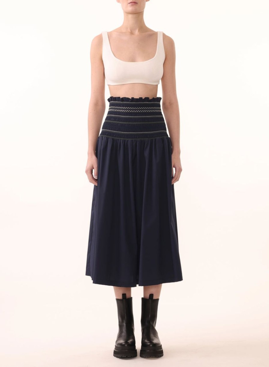 Women JASON WU Skirts | Midi Skirt W/Smocked Waist Detail