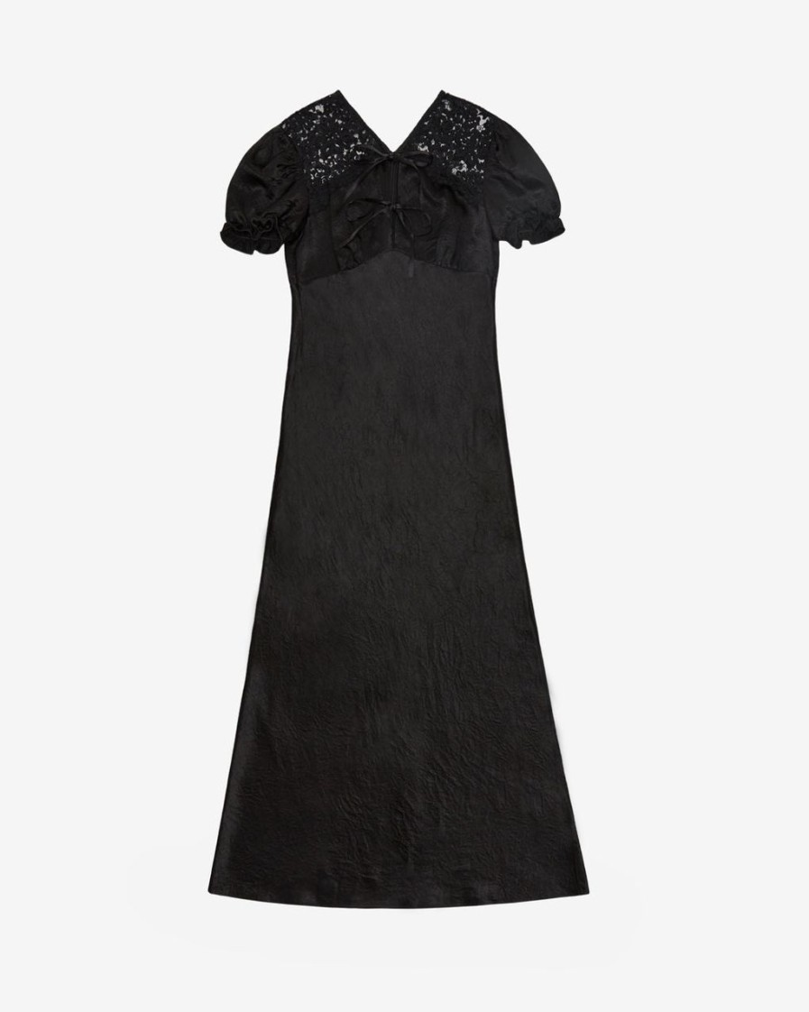 Women JASON WU Dresses | Puff Sleeve Empire Waist Dress With Lace Detail