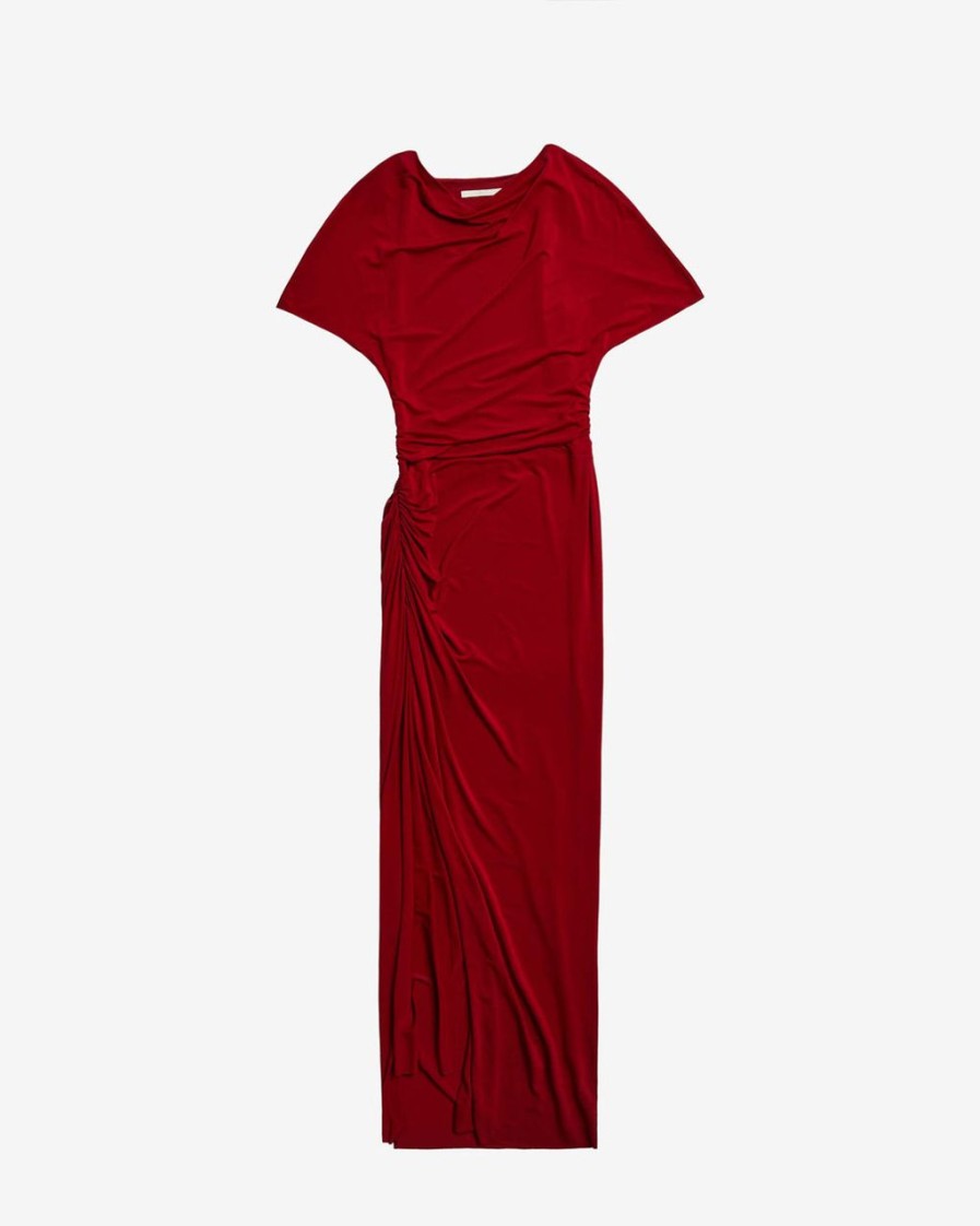 Women JASON WU Dresses | Short Sleeve Shirred Jersey Dress W/High Slit