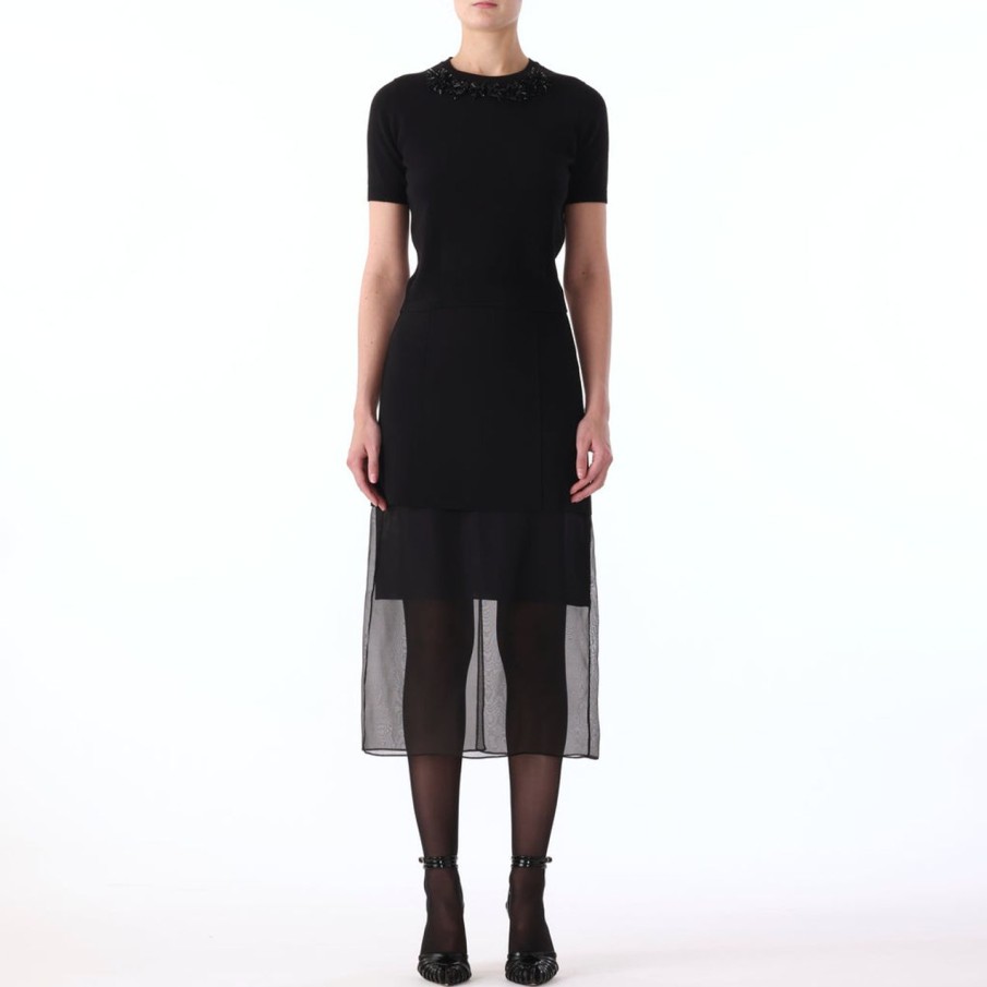 Women JASON WU Skirts | Jersey Skirt With Organza Midi Underlayer