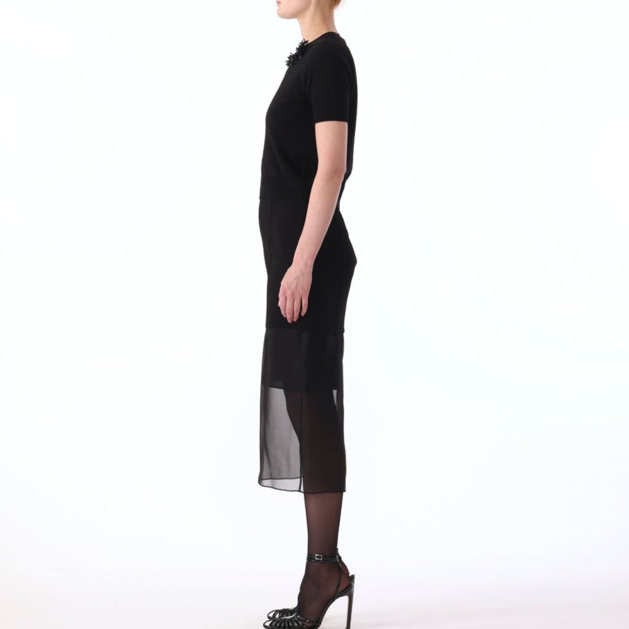 Women JASON WU Skirts | Jersey Skirt With Organza Midi Underlayer